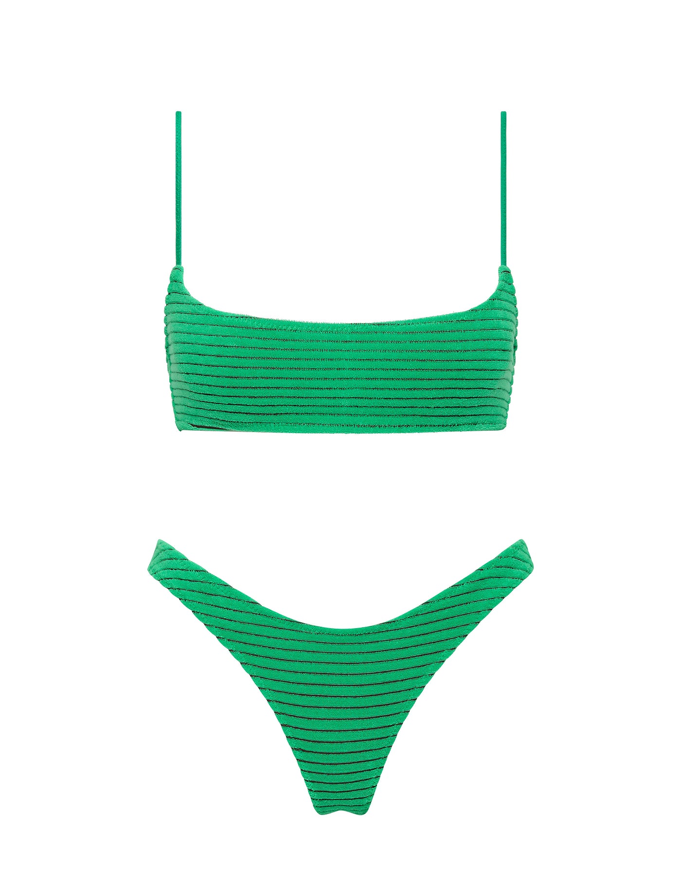 MICA - HUBE Green Terry Towelling Crop Bikini Set