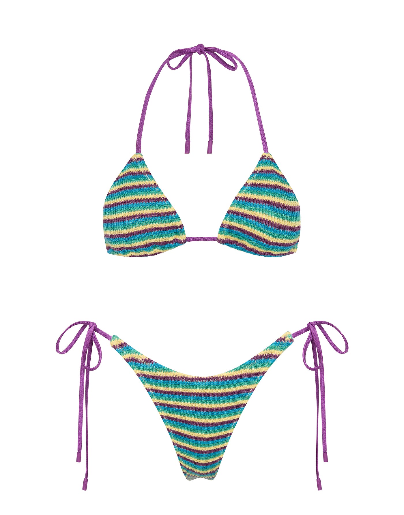 VINCA - ORCHID CROCHET STRIPE Triangle Bikini Set