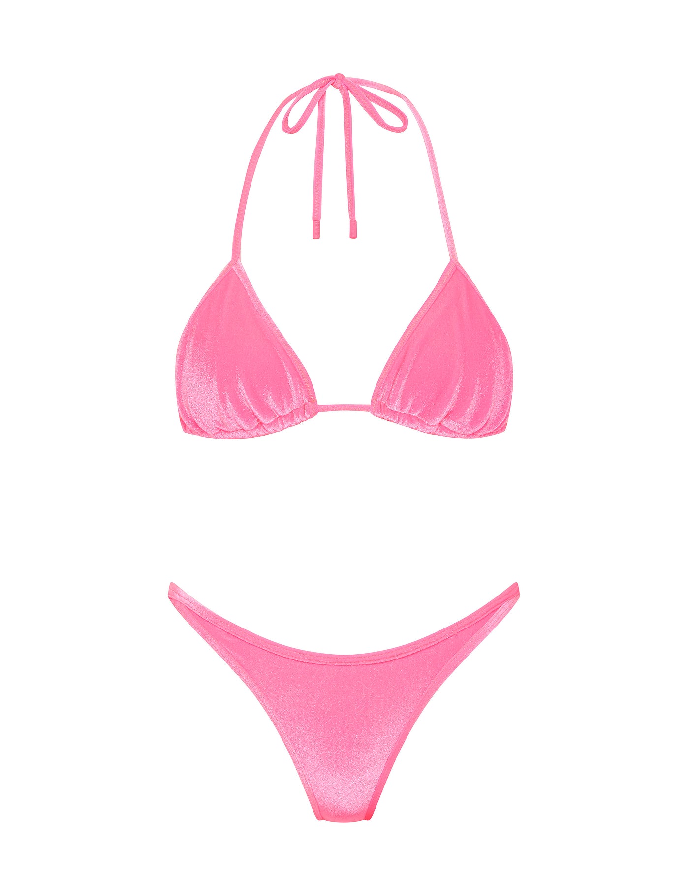 VINCA - PINK CANDY VELVET Triangle Bikini Set - Image 6